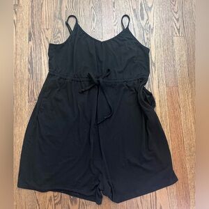 Women's Black Sleeveless Swim Coverup Romper Maternity w/ Pockets
